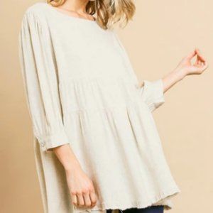 Umgee Women's Tiered Keyhole Babydoll Tunic Top